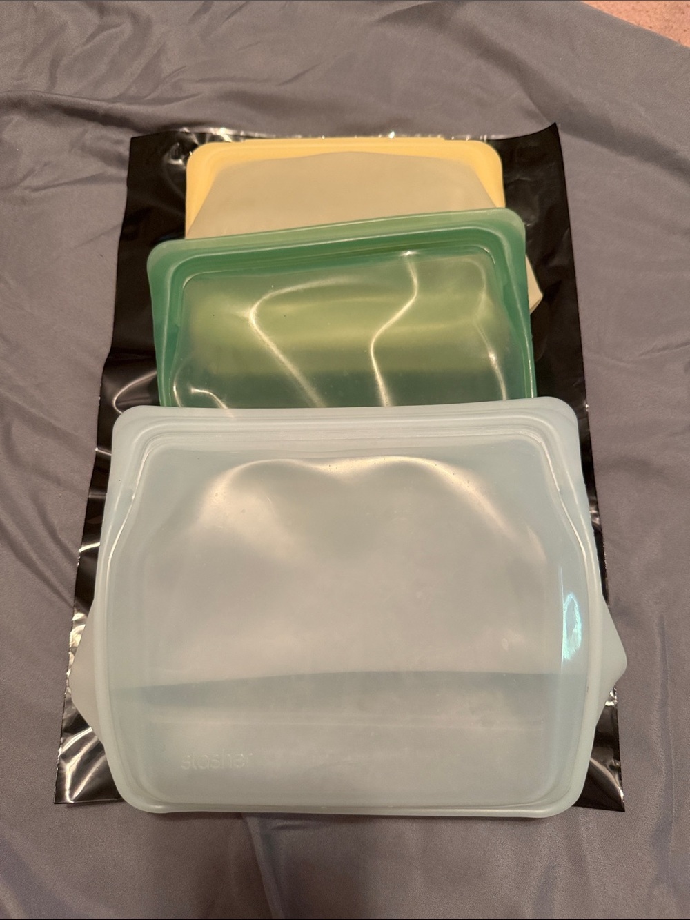Stasher bags set Reusable Silicone Storage Bags Set - Light Blue, Green & Yellow